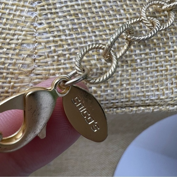 Chico's necklace turquoise howlite coin jewelry two sided gold silver tone - Picture 4 of 11